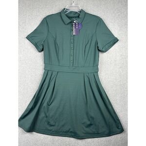 SONEVEN Dress Womens Large Green Polo Golf Skater Short Sleeve Stretchy Athletic